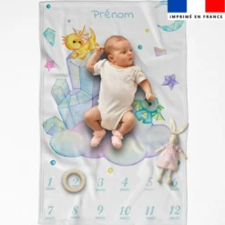 Coupon couverture mensuelle bébé personnalisée - Bébé dragon