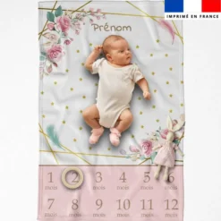 Coupon couverture mensuelle bébé personnalisée - Fleuri