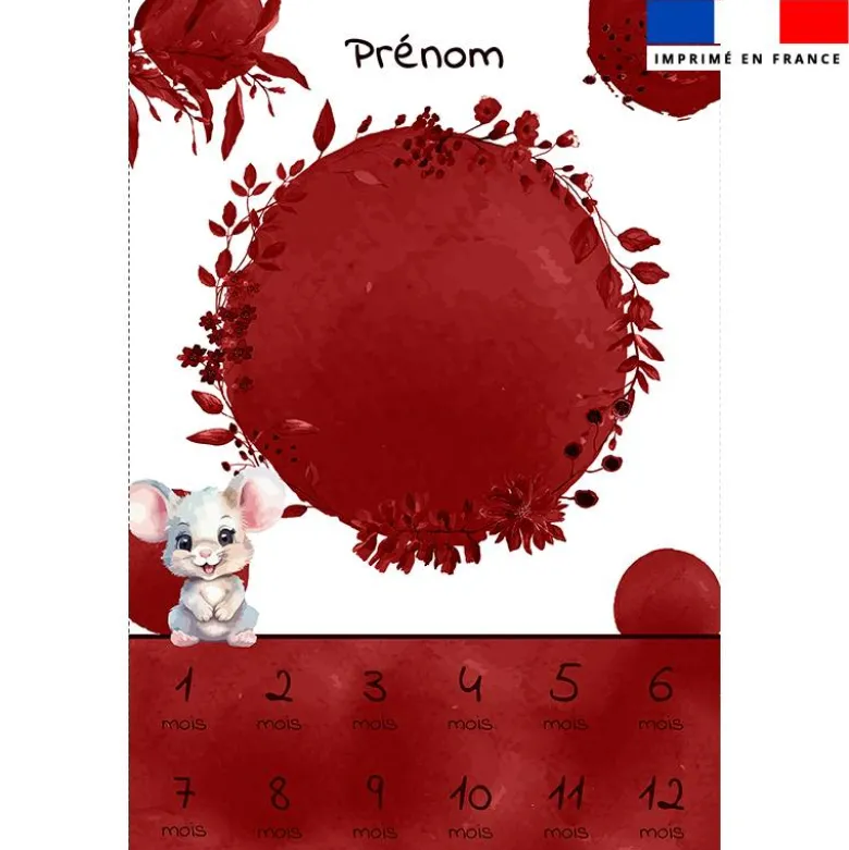 Coupon couverture mensuelle bébé personnalisée - Souris aquarelle