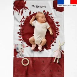 Coupon couverture mensuelle bébé personnalisée - Souris aquarelle