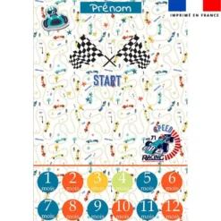 Coupon couverture mensuelle bébé personnalisée - Course de voiture