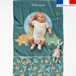 Coupon couverture mensuelle bébé personnalisée - Bébé dino