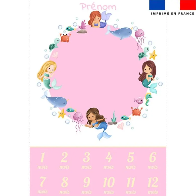 Coupon couverture mensuelle bébé personnalisée - Petites sirènes