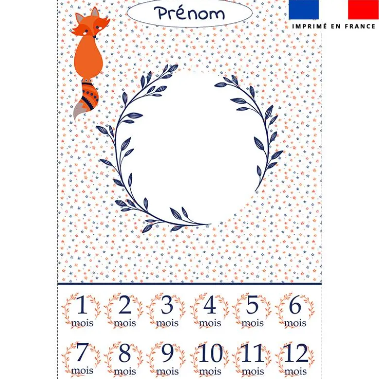 Coupon couverture mensuelle bébé personnalisée - Renard