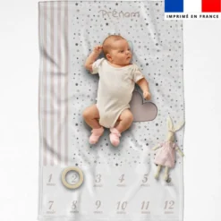 Coupon couverture mensuelle bébé personnalisée - Lapin rêveur