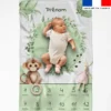 Coupon couverture mensuelle bébé personnalisée - Singe aquarelle
