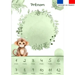 Coupon couverture mensuelle bébé personnalisée - Singe aquarelle