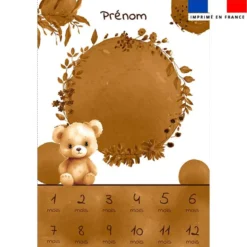 Coupon couverture mensuelle bébé personnalisée - Ourson aquarelle