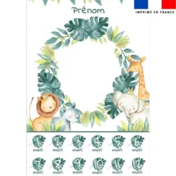 Coupon couverture mensuelle bébé personnalisée - Safari animaux aquarelle