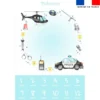Coupon couverture mensuelle bébé personnalisée - Policier aquarelle