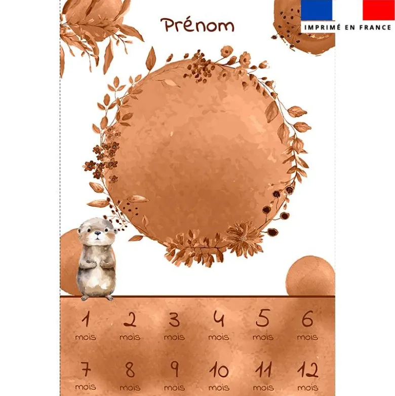 Coupon couverture mensuelle bébé personnalisée - Loutre aquarelle