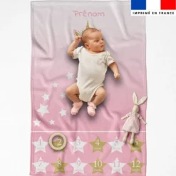 Coupon couverture mensuelle bébé personnalisée - Licorne