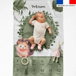 Coupon couverture mensuelle bébé personnalisée - Choupisson aquarelle