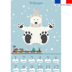 Coupon couverture mensuelle bébé personnalisée - Ours polaire rose et bleu