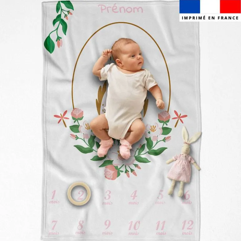 Coupon couverture mensuelle bébé personnalisée - Cygne