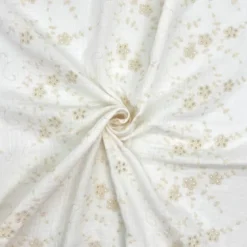 Coupon de 3m double gaze écrue brodée petites fleurs
