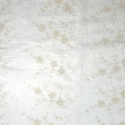 Coupon de 3m double gaze écrue brodée petites fleurs