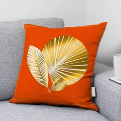 Coupon imprimé feuille art déco orange gold
