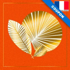 Coupon imprimé feuille art déco orange gold