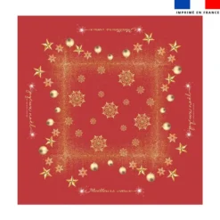 Coupon imprimé nappe de Noel carrée rouge motif flocons gold