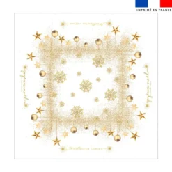 Coupon imprimé nappe de Noel carrée blanche motif flocons gold