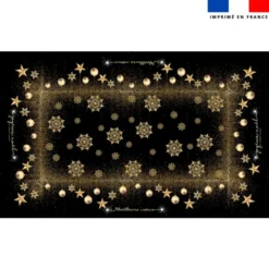 Coupon imprimé nappe de Noel rectangle noire 240x146 cm motif flocons gold