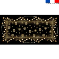Coupon imprimé nappe de Noel rectangle noire 300x146 cm motif flocons gold