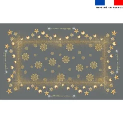 Coupon imprimé nappe de Noel rectangle grise 240x146 cm motif flocons gold
