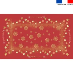 Coupon imprimé nappe de Noel rectangle rouge 240x146 cm motif flocons gold