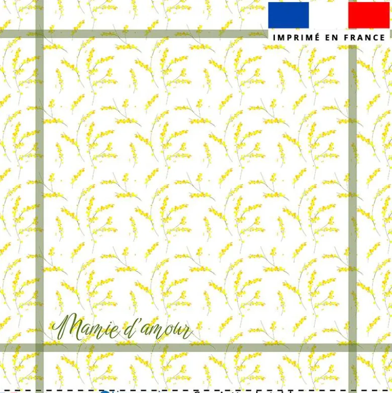 Coupon imprimé serviette de table motif mimosa jaune mamie d'amour