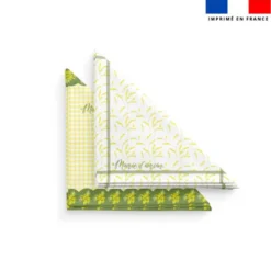 Coupon imprimé serviette de table motif mimosa jaune mamie d'amour