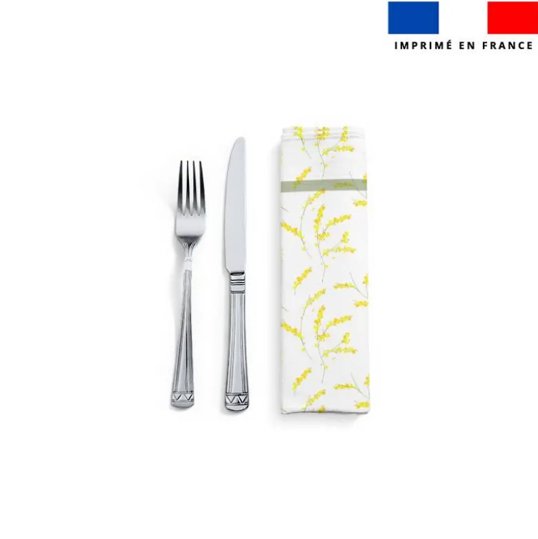 Coupon imprimé serviette de table motif mimosa jaune mamie d'amour