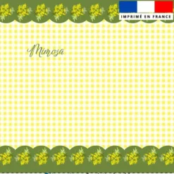 Coupon imprimé serviette de table motif vichy mimosa
