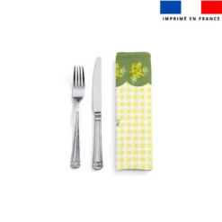 Coupon imprimé serviette de table motif vichy mimosa