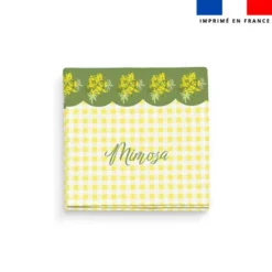 Coupon imprimé serviette de table motif vichy mimosa
