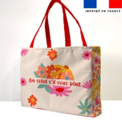 coupon - Kit couture sac cabas motif printemps - Tissu imperméable 300gr/m² - King (grand)