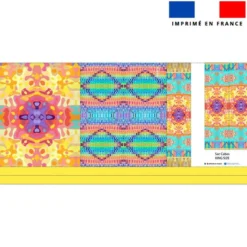 coupon - Kit couture sac cabas motif summer jaune et rose - Création Lita Blanc - Éponge 320 gr/m² - Queen (moyen)