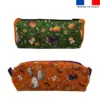 coupon - Kit trousse double compartiment motif fantômes vert + 1 trousse assortie - Création Stillistic - Toile canvas aspect coton 316 gr/m² -