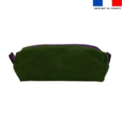 coupon - Kit trousse double compartiment motif fantômes vert + 1 trousse assortie - Création Stillistic - Toile canvas aspect coton 316 gr/m² -