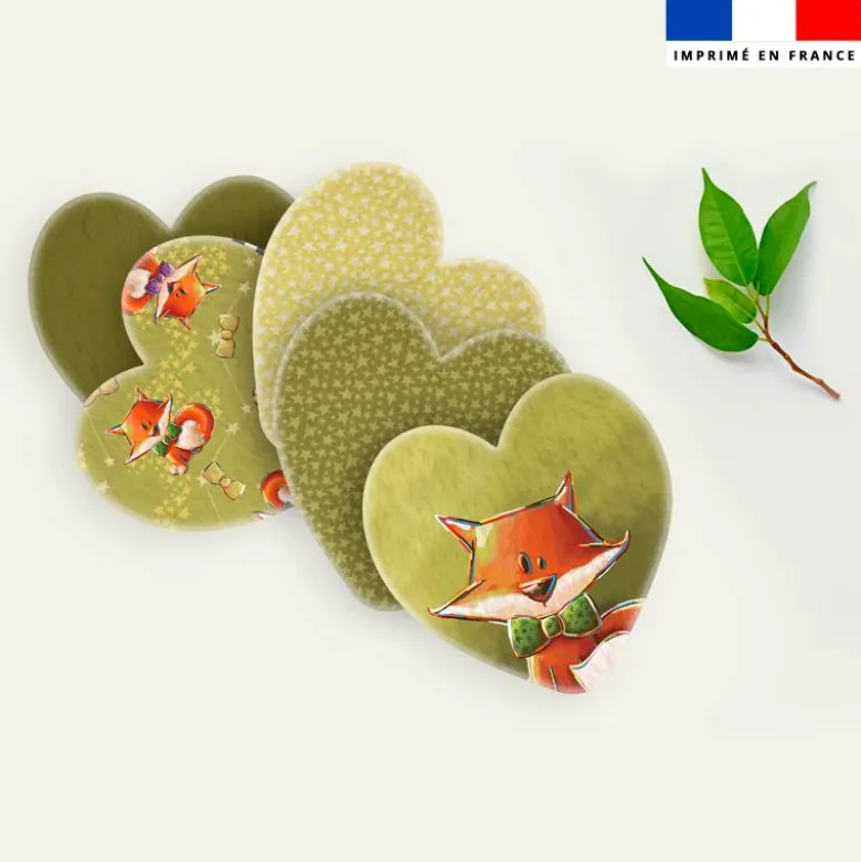 Coupon lingettes lavables coeurs motif renard noeud papillon - Création Stillistic