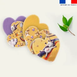 Coupon lingettes lavables coeurs motif licorne toboggan - Création Stillistic