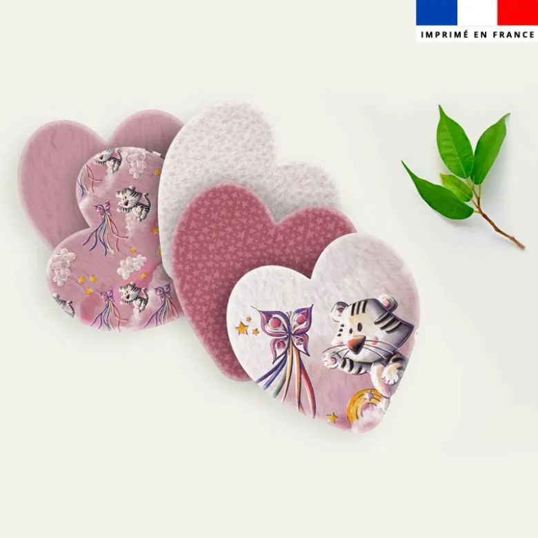 Coupon lingettes lavables coeurs motif tigre blanc - Création Stillistic