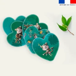 Coupon lingettes lavables coeurs motif singe émotions - Création Stillistic