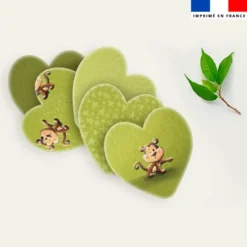 Coupon lingettes lavables coeurs motif bébé singe - Création Stillistic
