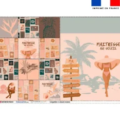 Coupon lingettes lavables + essuie-main motif maitresse au soleil saumon et vert