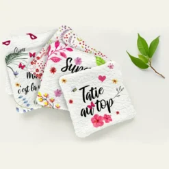 Coupon lingettes lavables + essuie-main motif Tatie flowers