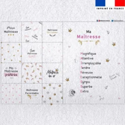 Coupon lingettes lavables + essuie-main motif maîtresse rose et or