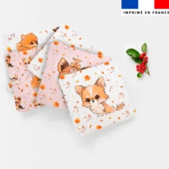 Coupon lingettes lavables motif chiens d'automne - Création Jolifox