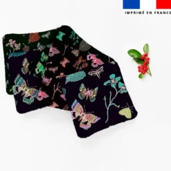 Coupon lingettes lavables motif papillons d'automne noir - Création Lili Bambou Design