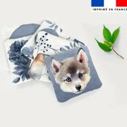Coupon lingettes lavables motif husky aquarelle